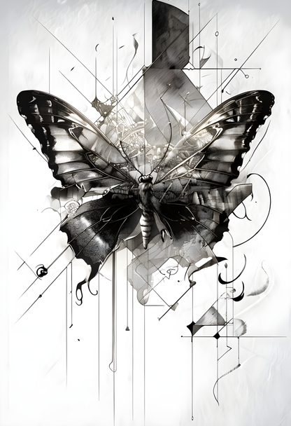 Monochromatic Butterfly Wall Art Poster