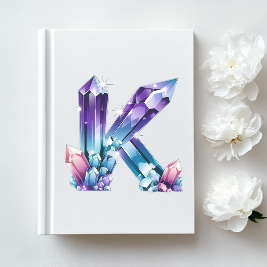 Crystal Inspired Initial 'K' Hardcover Notebook