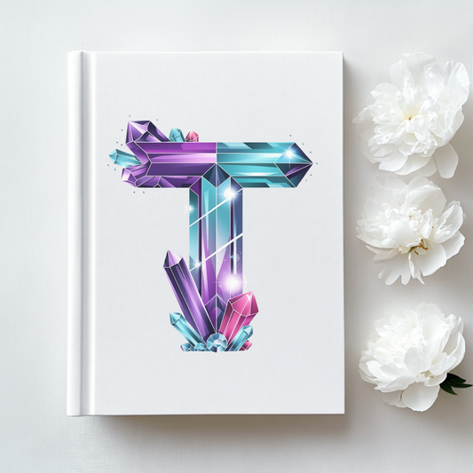 Crystal Inspired Initial 'T' Hardcover Notebook