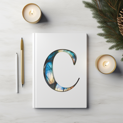 Labradorite Inspired Initial 'C' Hardcover Notebook