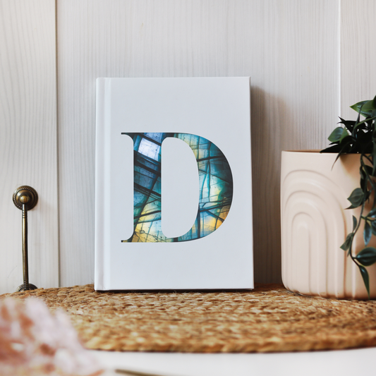 Labradorite Inspired Initial 'D' Hardcover Notebook