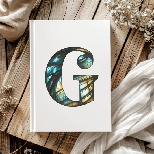 Labradorite Inspired Initial 'G' Hardcover Notebook