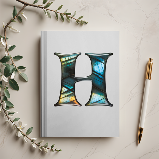 Labradorite Inspired Initial 'H' Hardcover Notebook