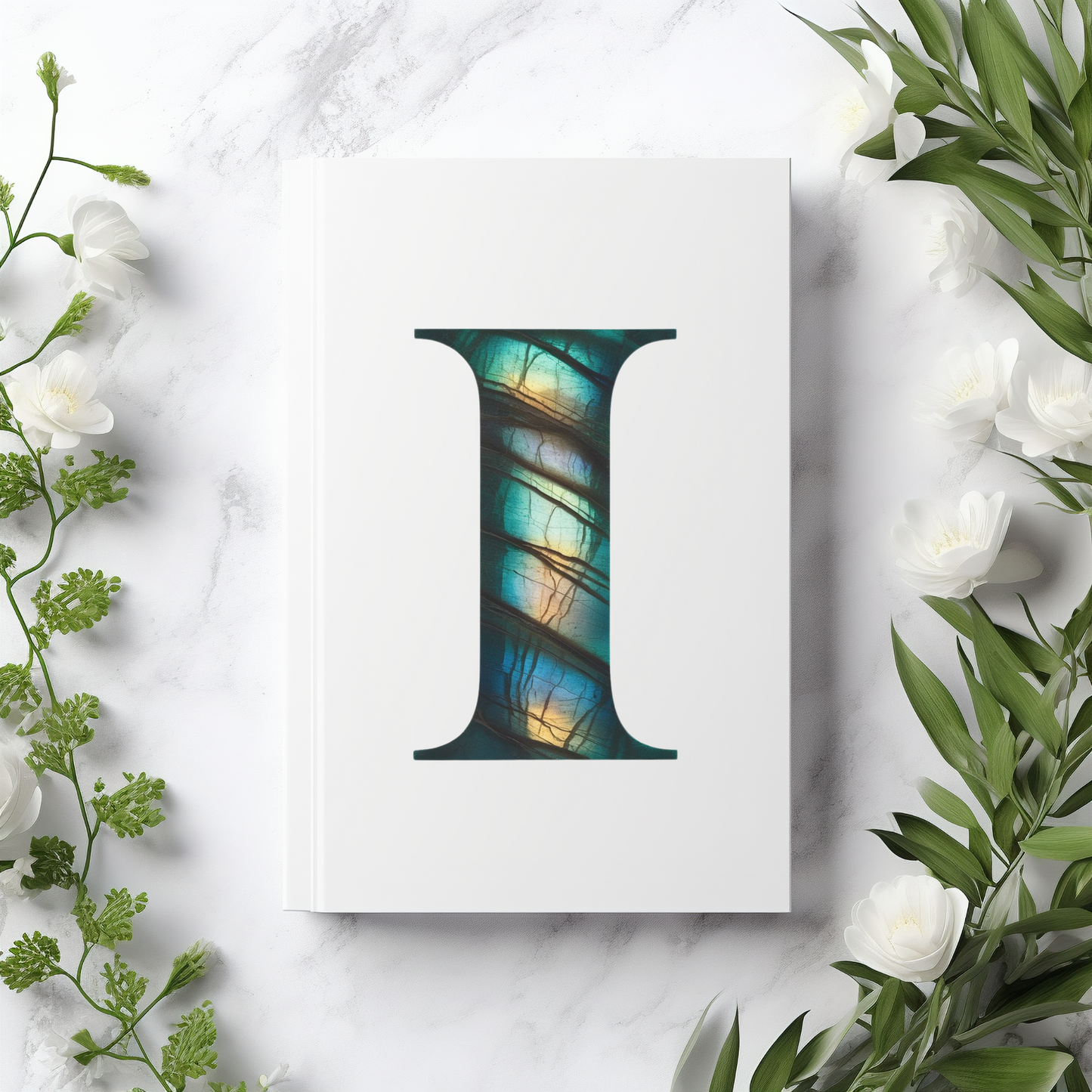 Labradorite Inspired Initial 'I' Hardcover Notebook