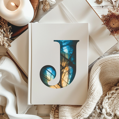 Labradorite Inspired Initial 'J' Hardcover Notebook