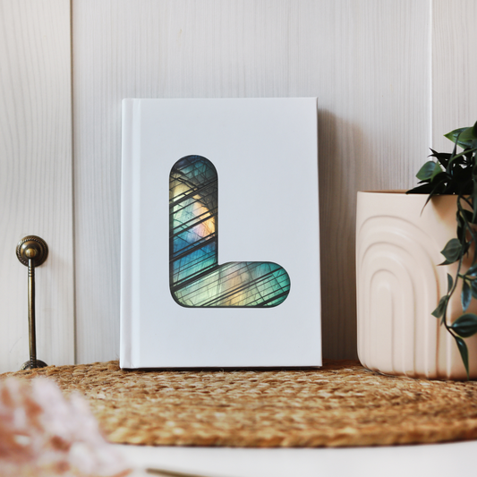 Labradorite Inspired Initial 'L' Hardcover Notebook