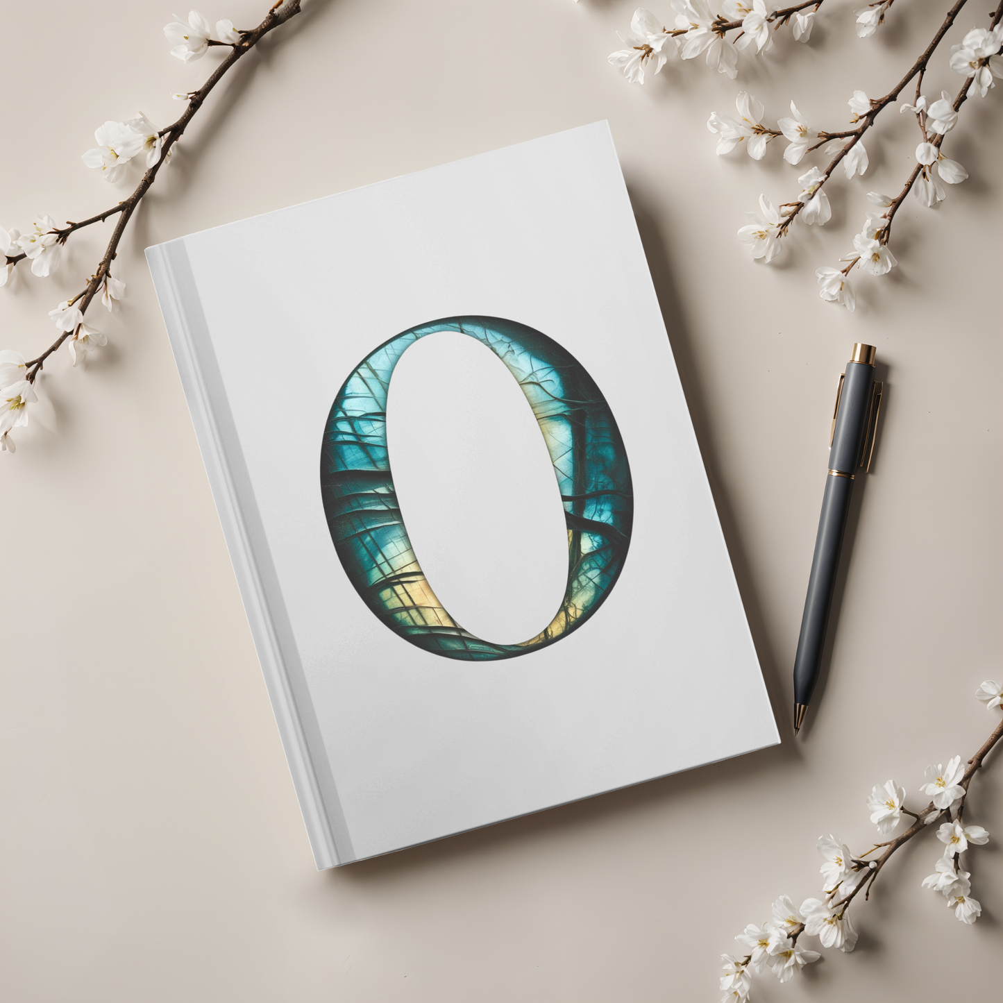 Labradorite Inspired Initial 'O' Hardcover Notebook