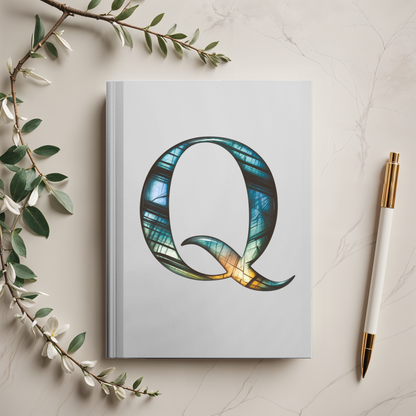 Labradorite Inspired Initial 'Q' Hardcover Notebook