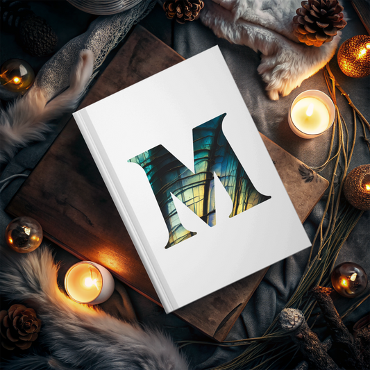 Labradorite Inspired Initial 'M' Hardcover Notebook