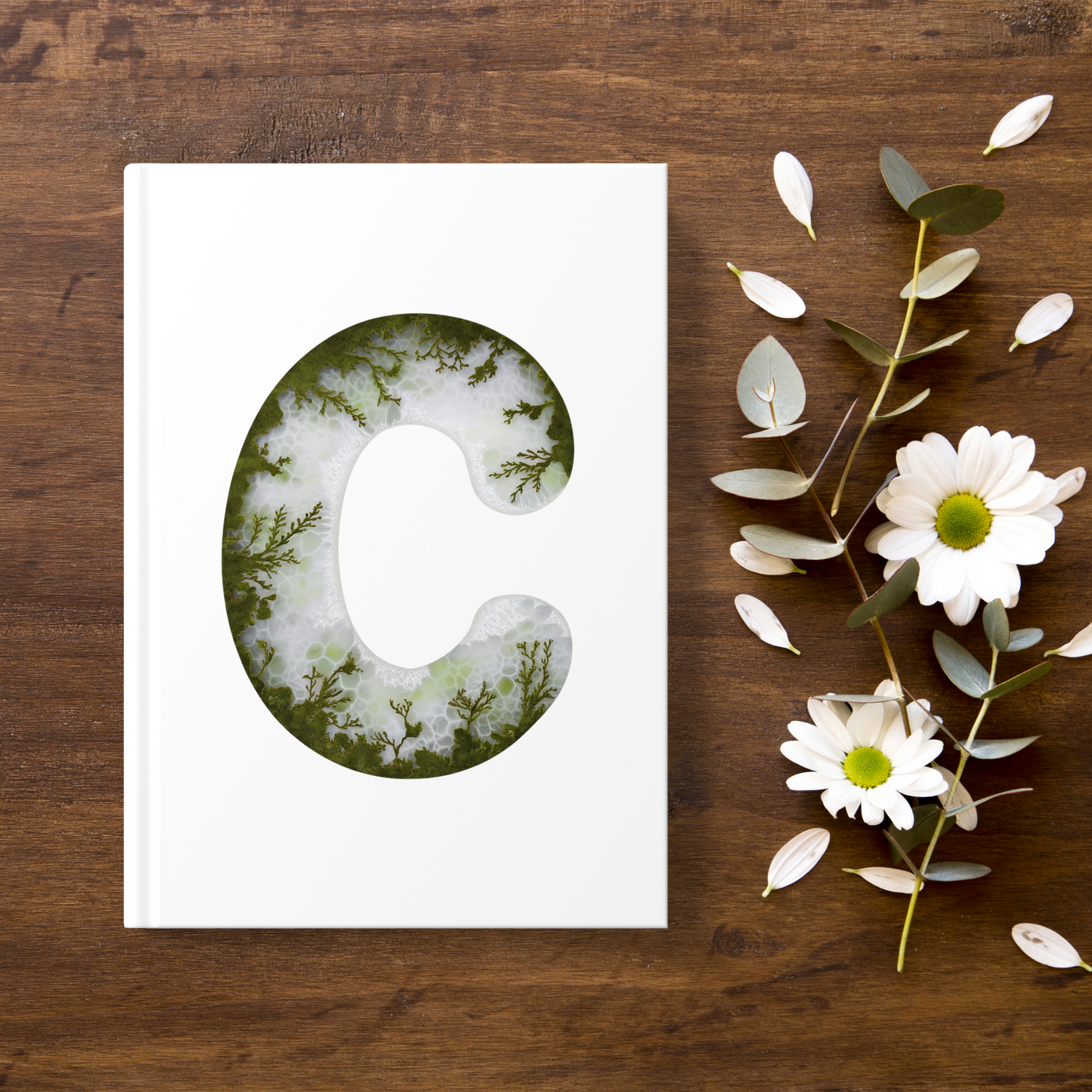 Moss Agate Inspired Initial 'c' Hardcover Notebook