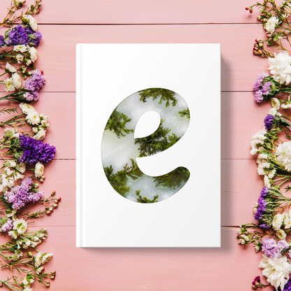 Moss Agate Inspired Initial 'e' Hardcover Notebook