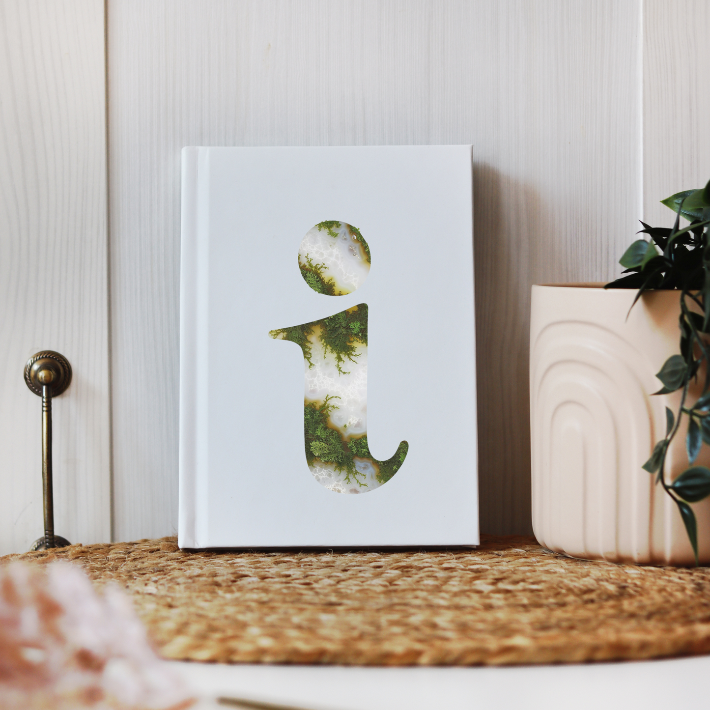 Moss Agate Inspired Initial 'i' Hardcover Notebook