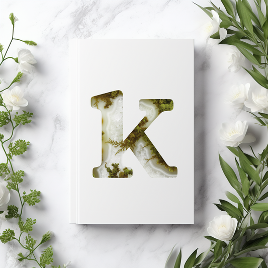 Moss Agate Inspired Initial 'k' Hardcover Notebook