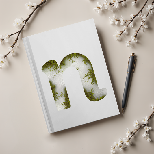 Moss Agate Inspired Initial 'n' Hardcover Notebook