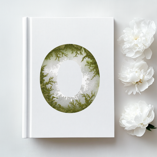 Moss Agate Inspired Initial 'o' Hardcover Notebook