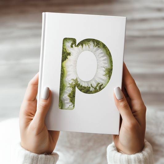 Moss Agate Inspired Initial 'p' Hardcover Notebook