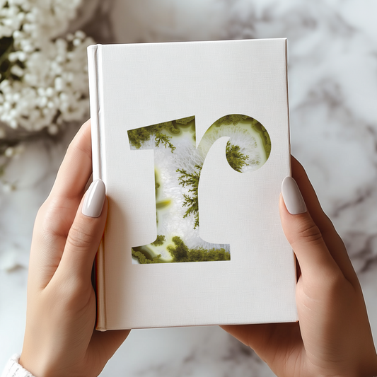 Moss Agate Inspired Initial 'r' Hardcover Notebook