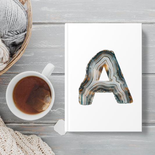 Banded Agate Inspired Initial 'A' Hardcover Notebook