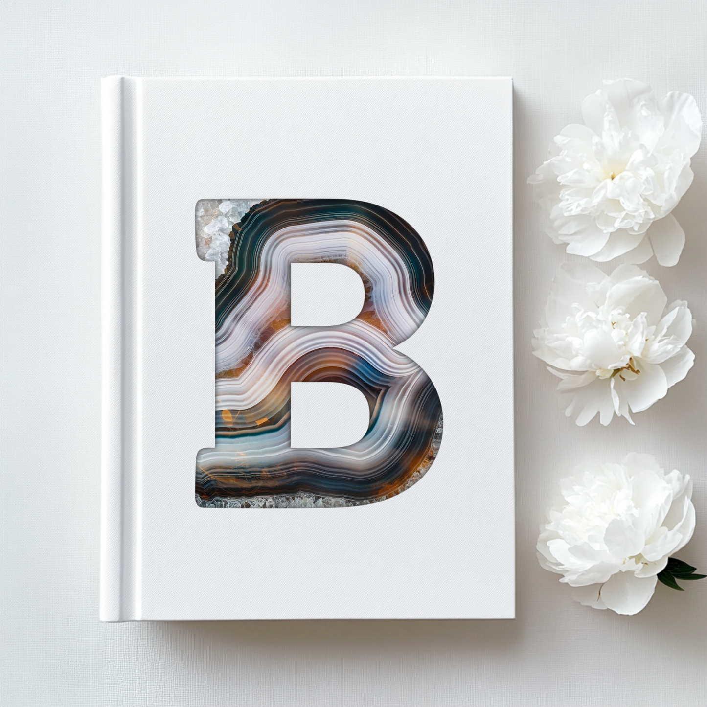 Banded Agate Inspired Initial 'B' Hardcover Notebook