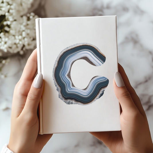 Banded Agate Inspired Initial 'C' Hardcover Notebook