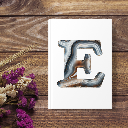 Banded Agate Inspired Initial 'E' Hardcover Notebook