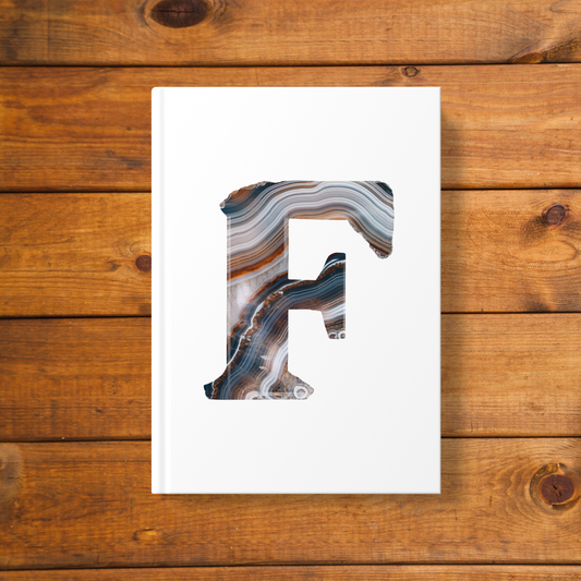 Banded Agate Inspired Initial 'F' Hardcover Notebook