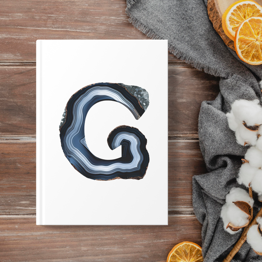 Banded Agate Inspired Initial 'G' Hardcover Notebook