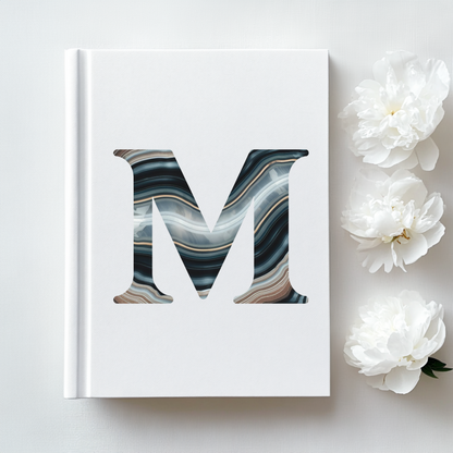 Banded Agate Inspired Initial 'M' Hardcover Notebook