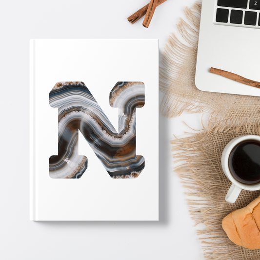 Banded Agate Inspired Initial 'N' Hardcover Notebook