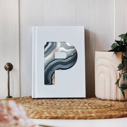 Banded Agate Inspired Initial 'P' Hardcover Notebook