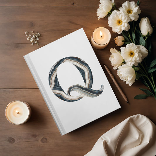 Banded Agate Inspired Initial 'Q' Hardcover Notebook