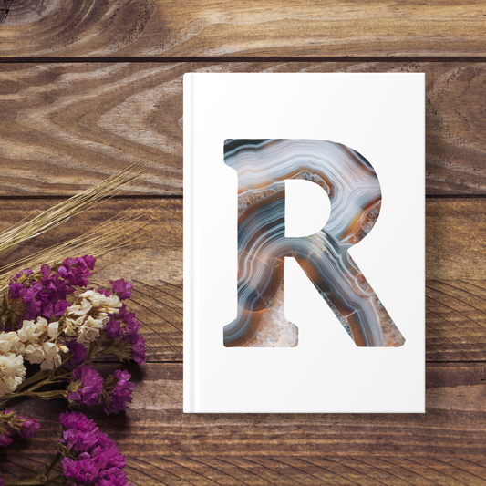 Banded Agate Inspired Initial 'R' Hardcover Notebook