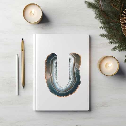 Banded Agate Inspired Initial 'U' Hardcover Notebook