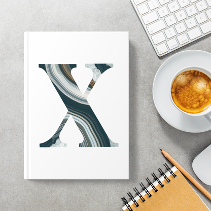 Banded Agate Inspired Initial 'X' Hardcover Notebook