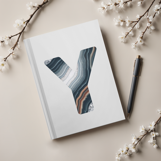 Banded Agate Inspired Initial 'Y' Hardcover Notebook