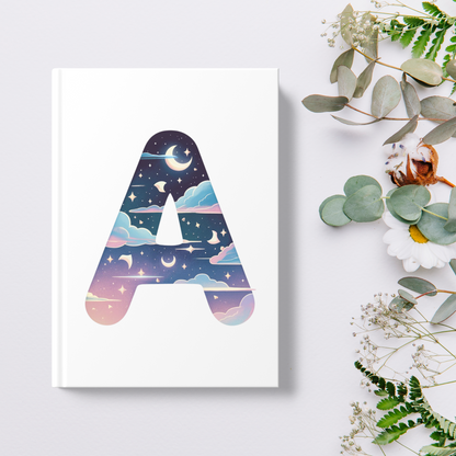 Celestial Dreams Initial 'A' Hardcover Notebook