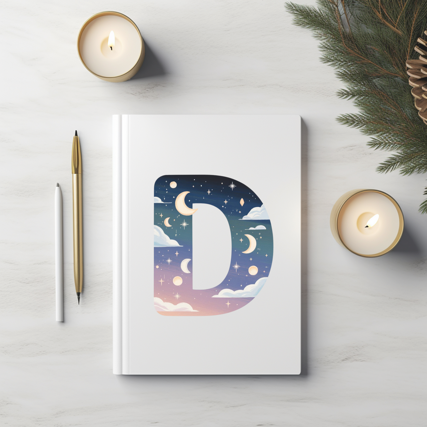 Celestial Dreams Initial 'D' Hardcover Notebook