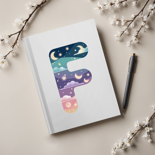 Celestial Dreams Initial 'F' Hardcover Notebook