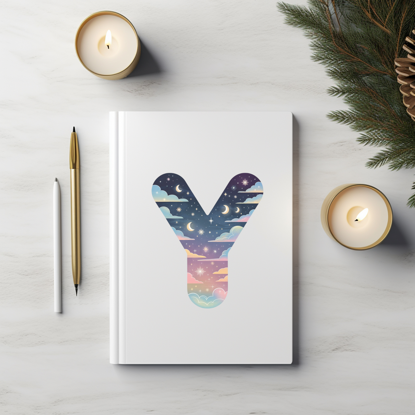 Celestial Dreams Initial 'Y' Hardcover Notebook