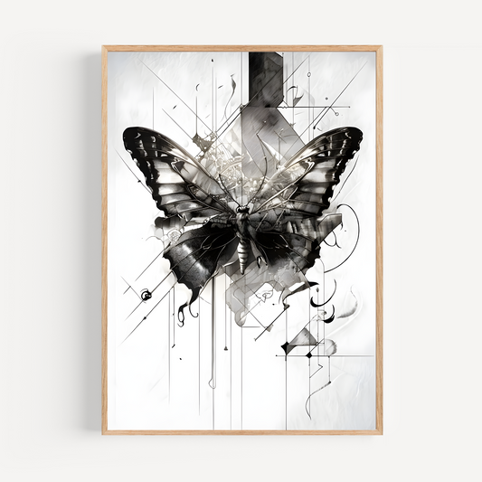 Monochromatic Butterfly Wall Art Poster