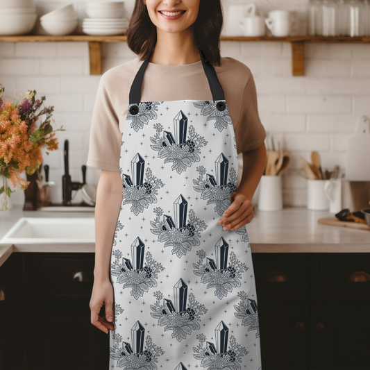 Black and White Crystal Toile Apron