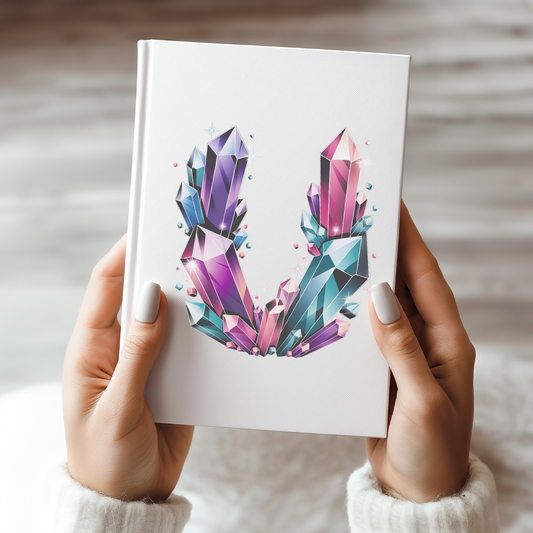 Crystal Inspired Initial 'U' Hardcover Notebook