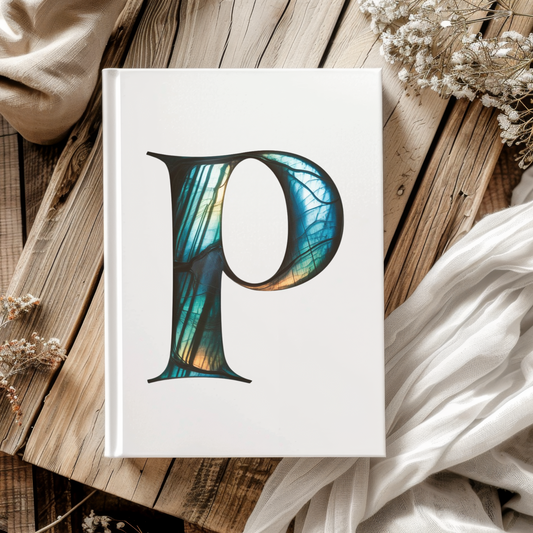 Labradorite Inspired Initial 'P' Hardcover Notebook