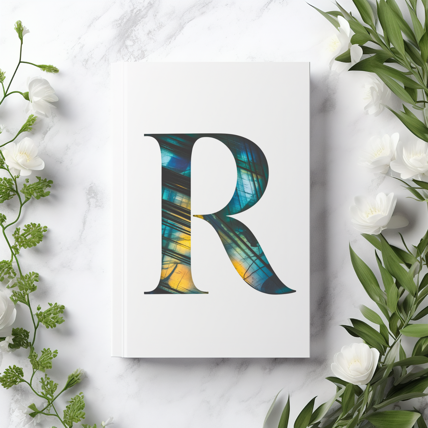 Labradorite Inspired Initial 'R' Hardcover Notebook