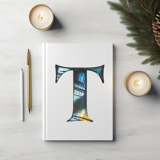 Labradorite Inspired Initial 'T' Hardcover Notebook