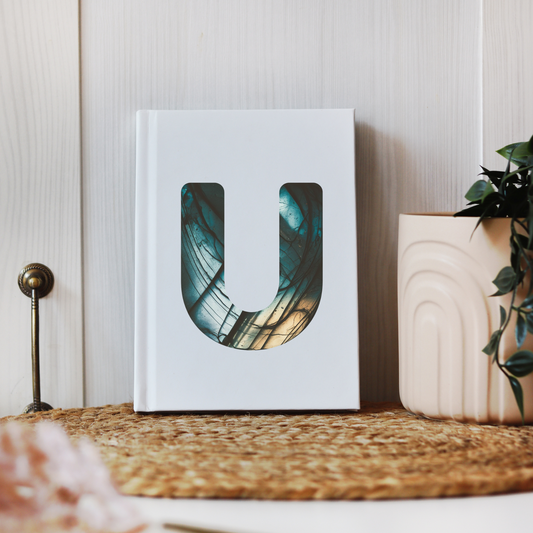 Labradorite Inspired Initial 'U' Hardcover Notebook