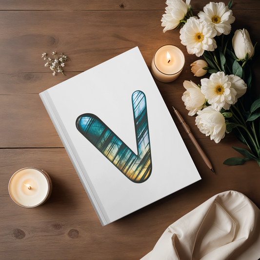 Labradorite Inspired Initial 'V' Hardcover Notebook