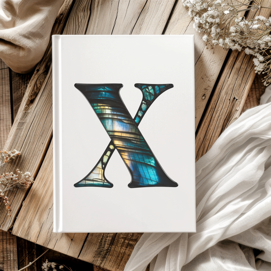 Labradorite Inspired Initial 'X' Hardcover Notebook