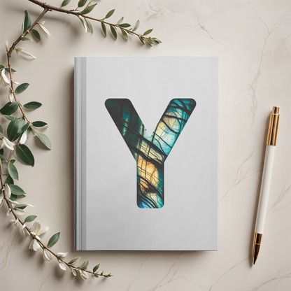 Labradorite Inspired Initial 'Y' Hardcover Notebook