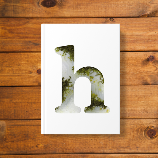 Moss Agate Inspired Initial 'h' Hardcover Notebook